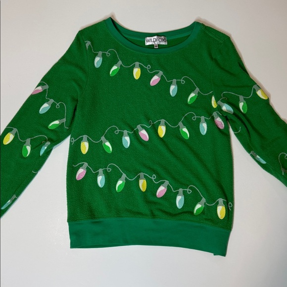 Wildfox Festive Green Sweater with Holiday Lights - Picture 7 of 12